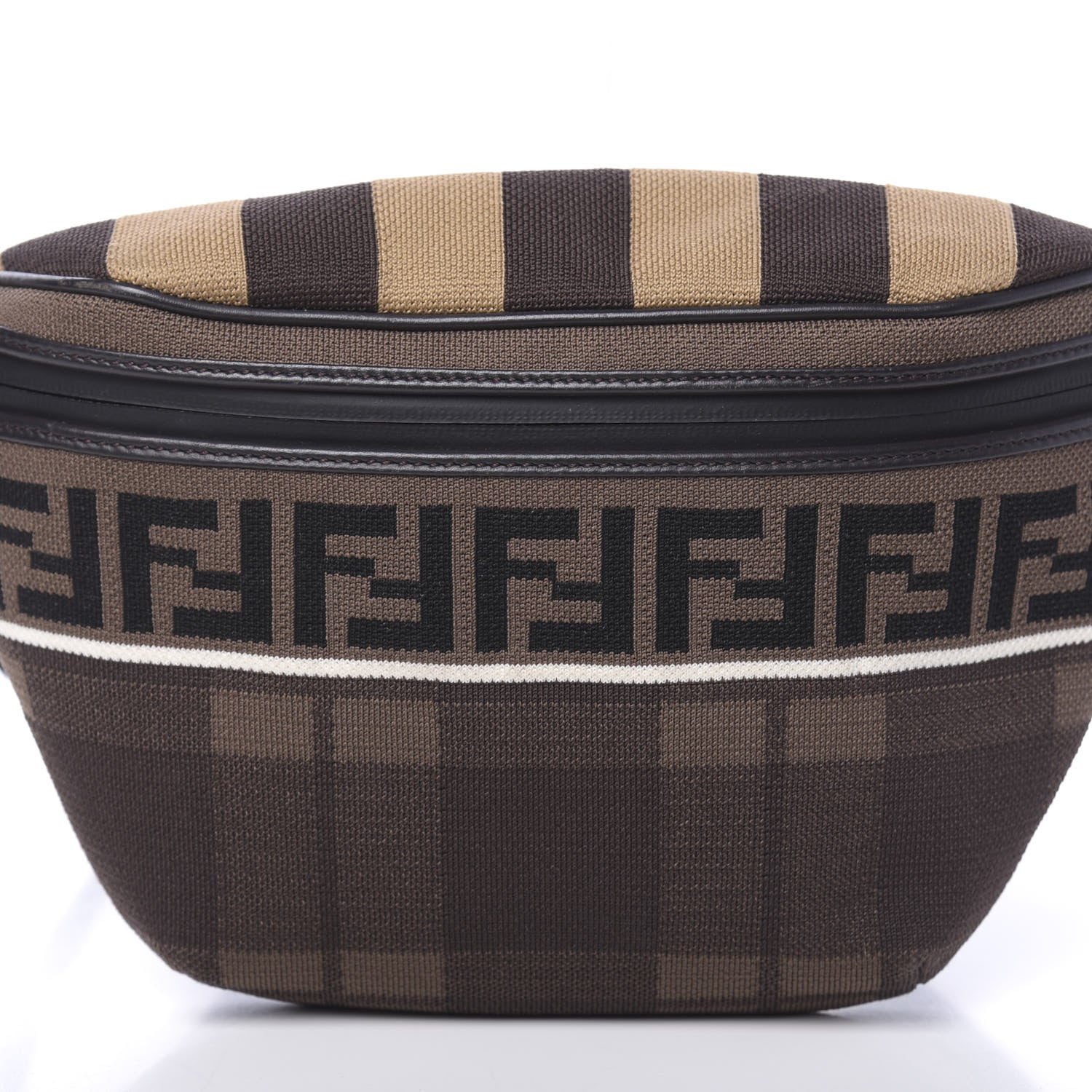 Fendi Vitello Century Maglia Pattern Mix Belt Bag Havana 9 of 9