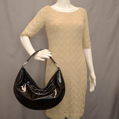 Gucci Patent Half Moon Hobo Black 2 of 7