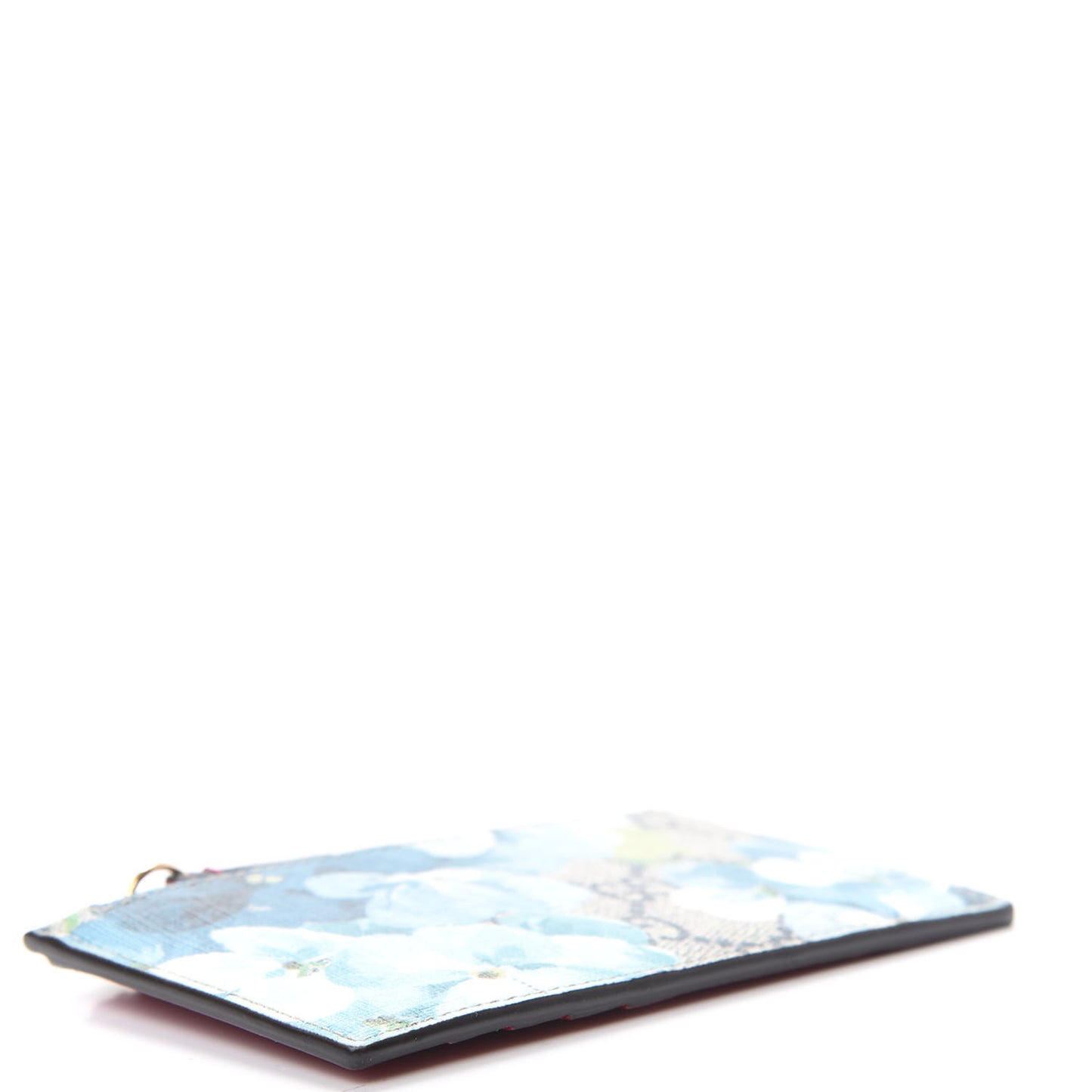 GG Supreme Monogram Blooms Coin Case Card Holder Beige Blue Navy Hibiscus Red