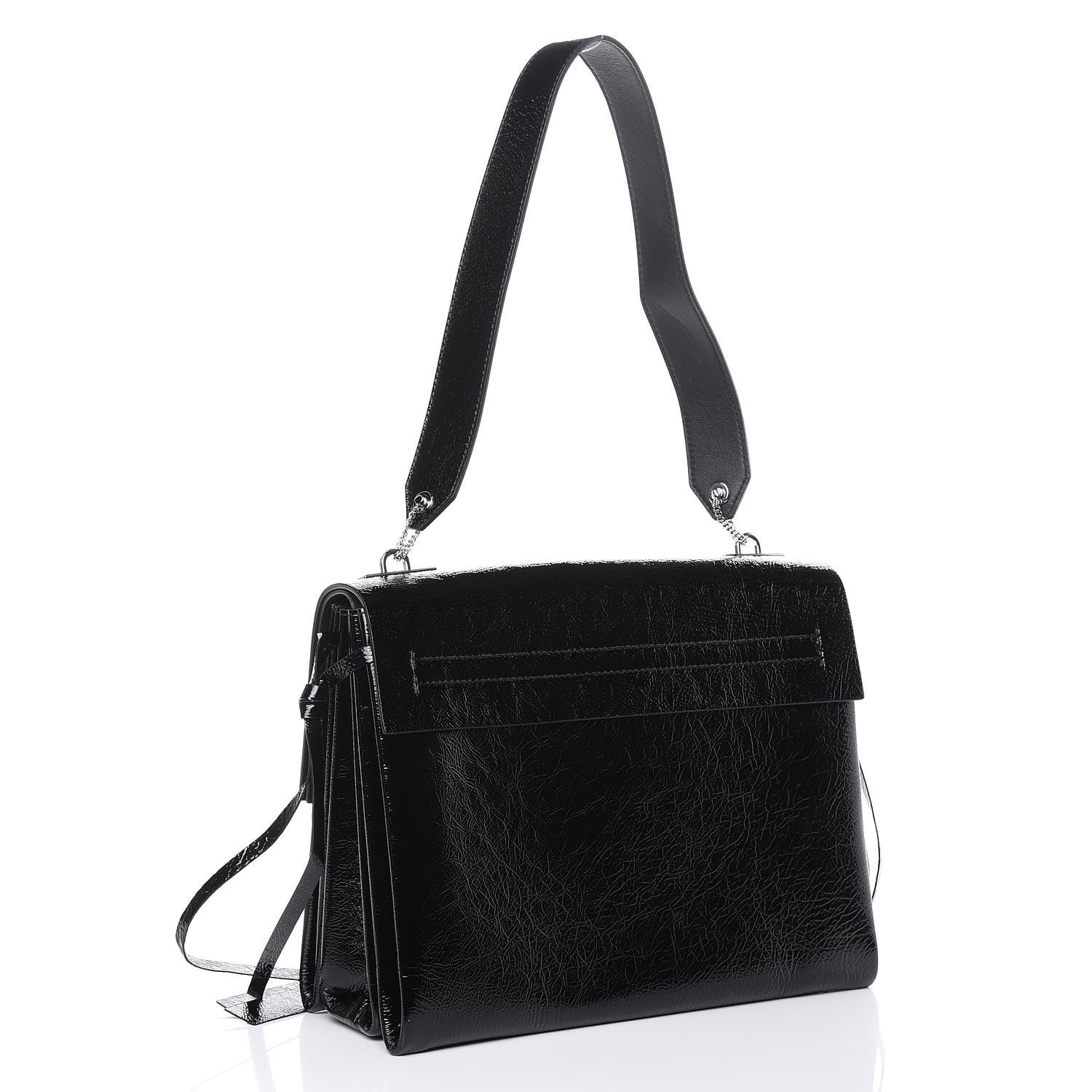 Valentino Garavani Textured Patent Calfskin Medium Vring Shoulder Bag Black 3 of 11