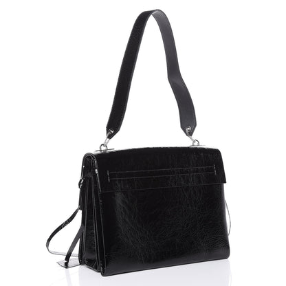 Valentino Garavani Textured Patent Calfskin Medium Vring Shoulder Bag Black 3 of 11