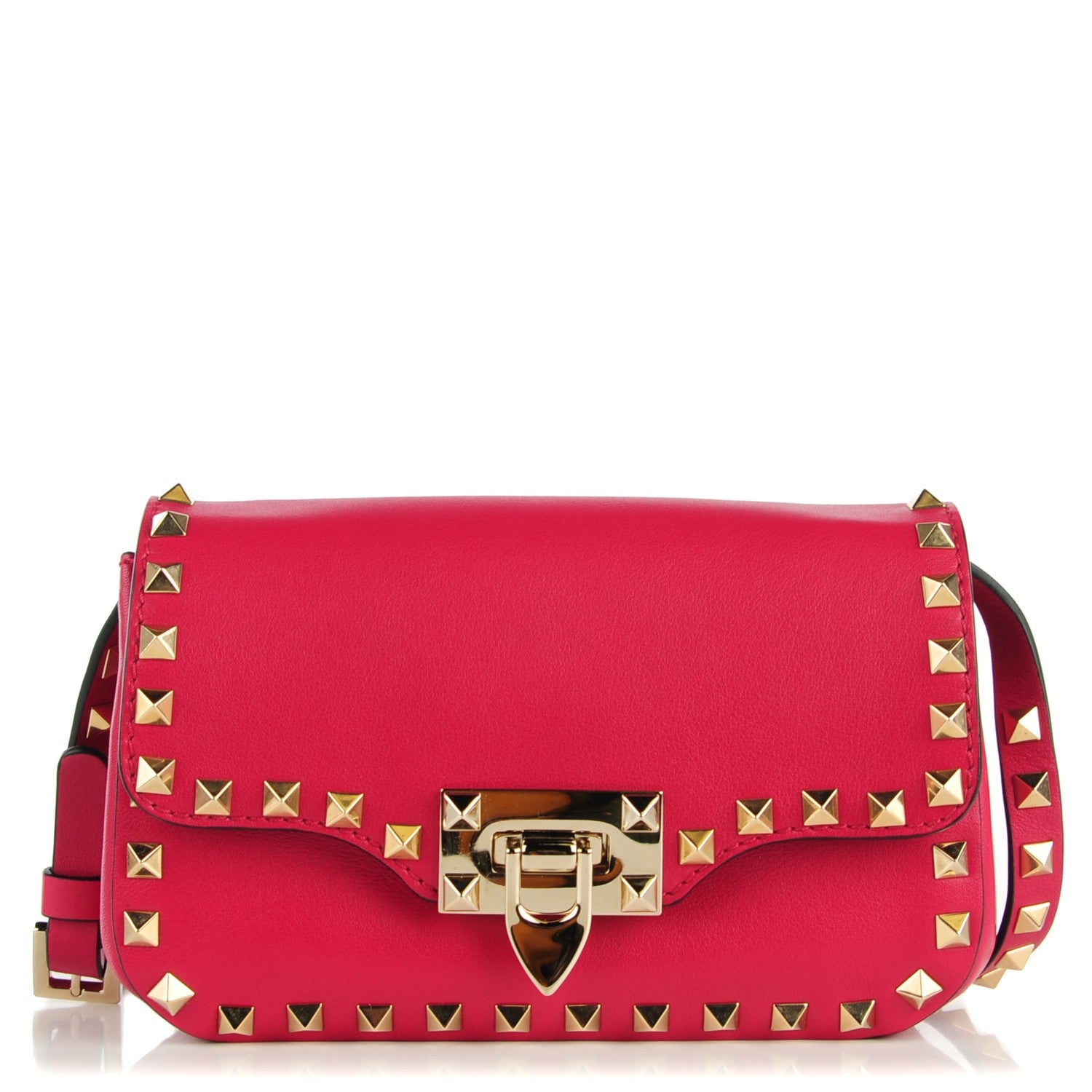Valentino Garavani Vitello Mini Rockstud Flap Saddle Crossbody Bag Cyclamin 1 of 7