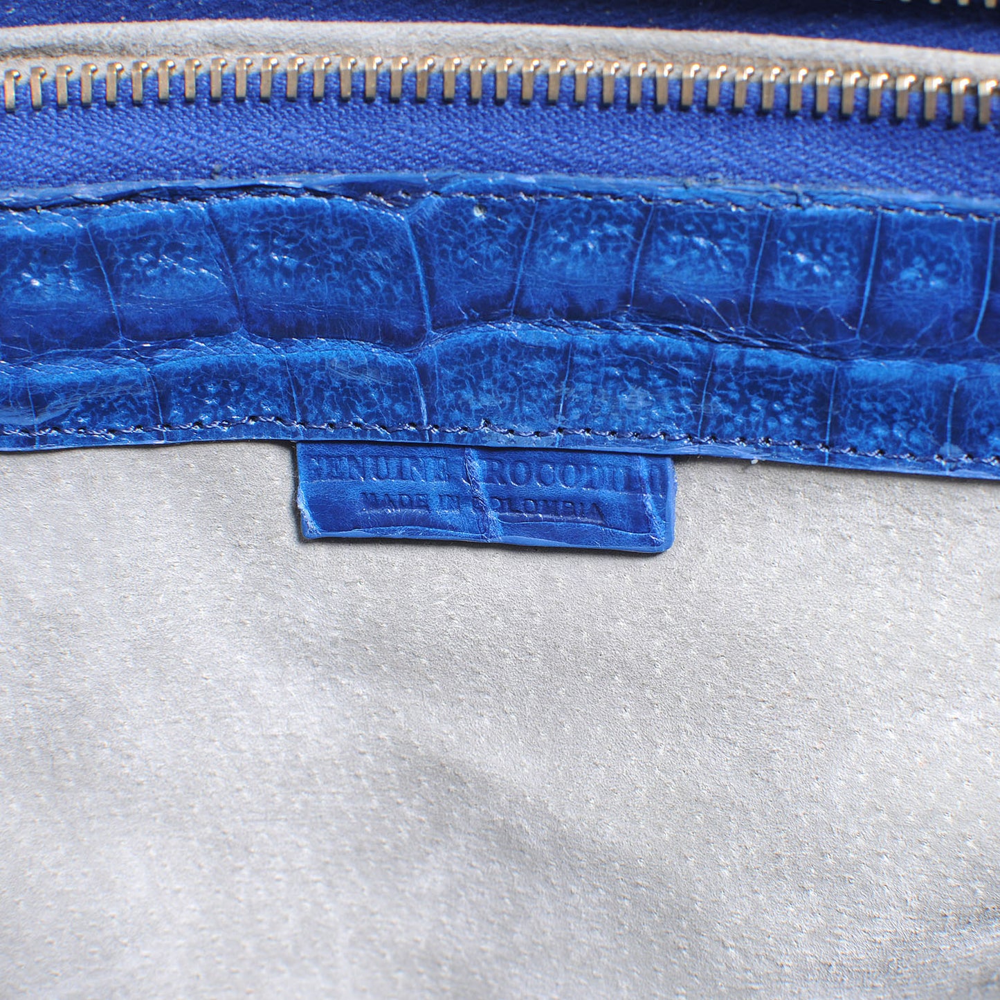 Executive Double Zip Crocodile Tote Cobalt