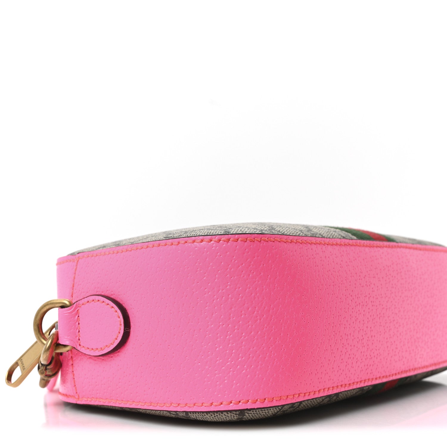 Gucci GG Supreme Monogram Textured Dollar Calfskin Web Ophidia Small Crossbody Bag Beige Ebony Fuchsia 9 of 10