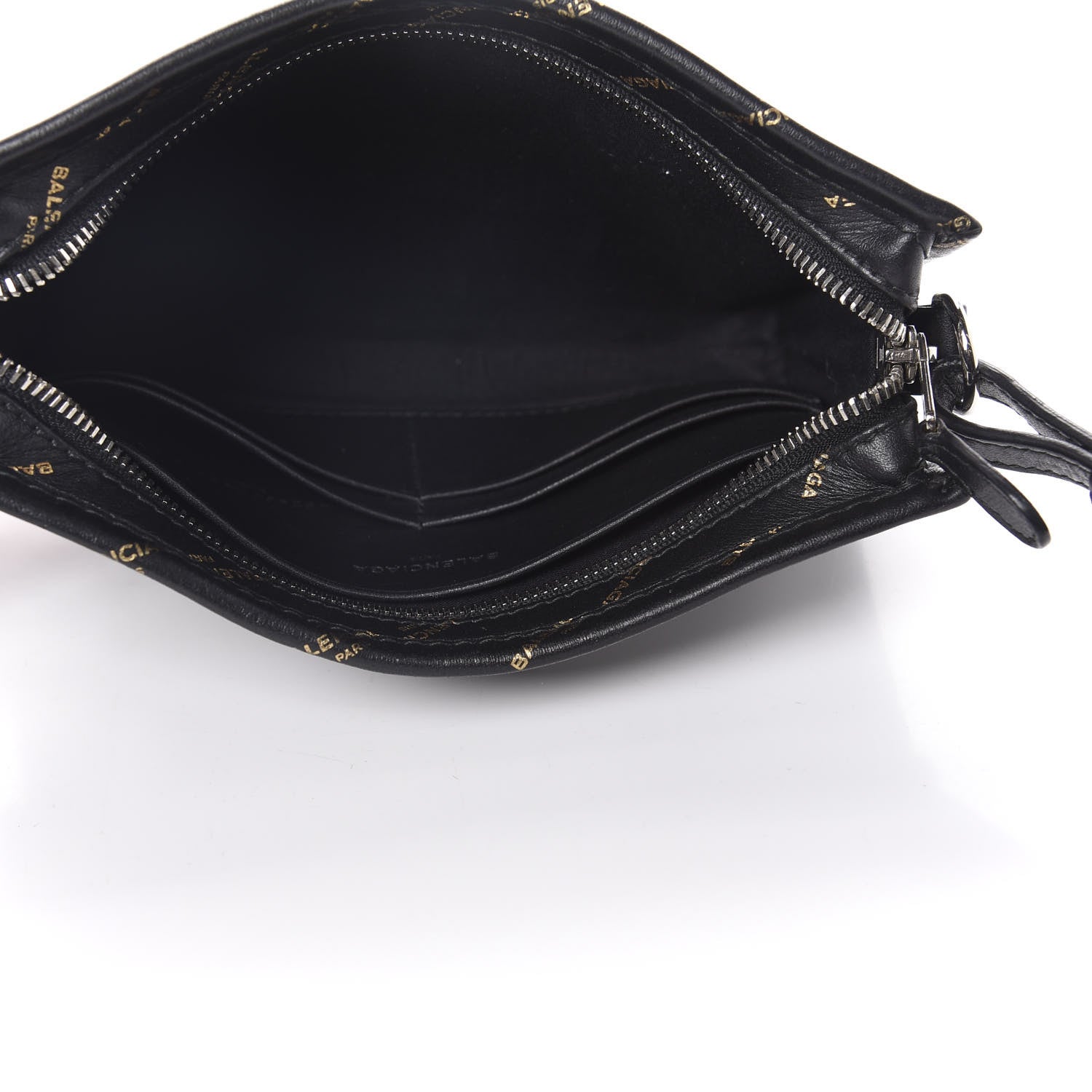 Balenciaga Calfskin Allover Logo Bazar Pochette Crossbody Black Gold 5 of 11