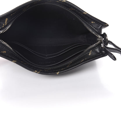 Balenciaga Calfskin Allover Logo Bazar Pochette Crossbody Black Gold 5 of 11