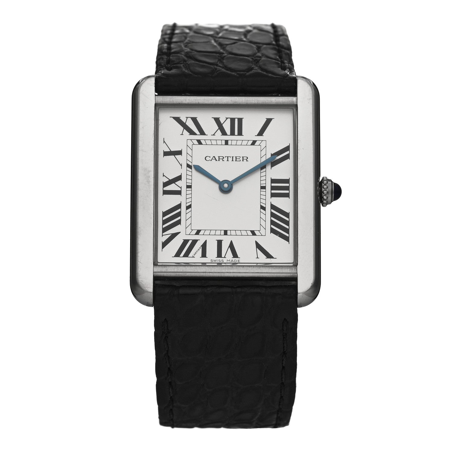 Cartier Stainless Steel Alligator 27mm Tank Solo Quartz Watch 1 of 5