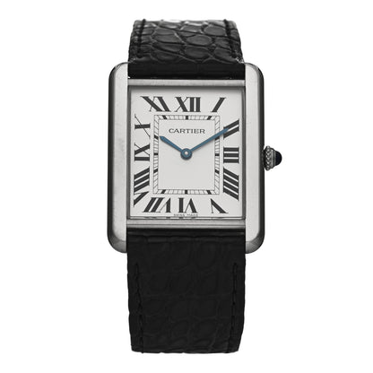 Cartier Stainless Steel Alligator 27mm Tank Solo Quartz Watch 1 of 5