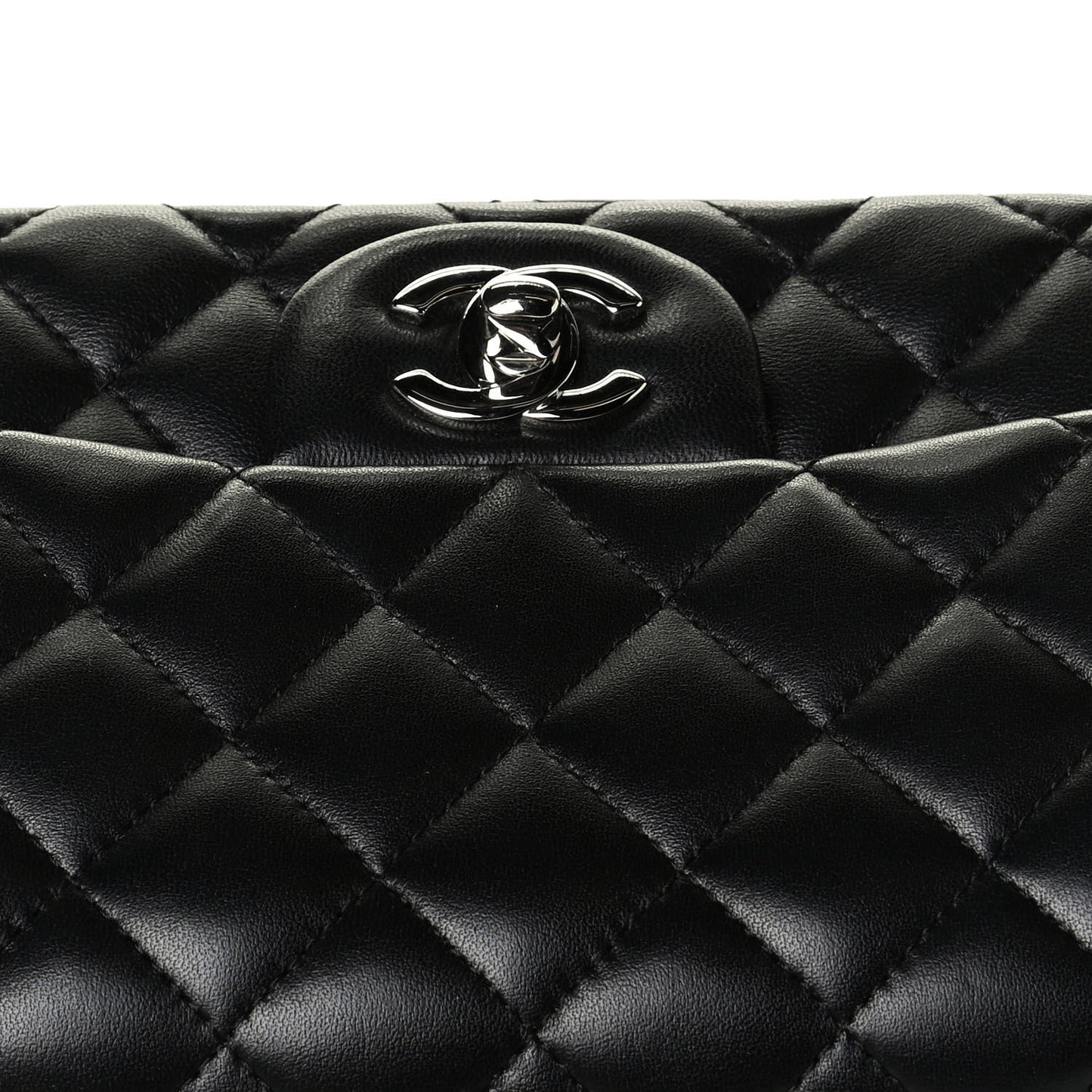 Lambskin Quilted Mini Square Flap Black