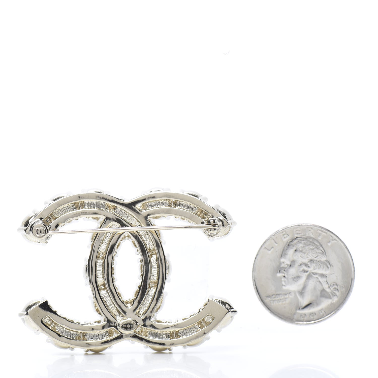 Chanel Crystal Pearl CC Dazzling Domino Brooch Gold 3 of 5