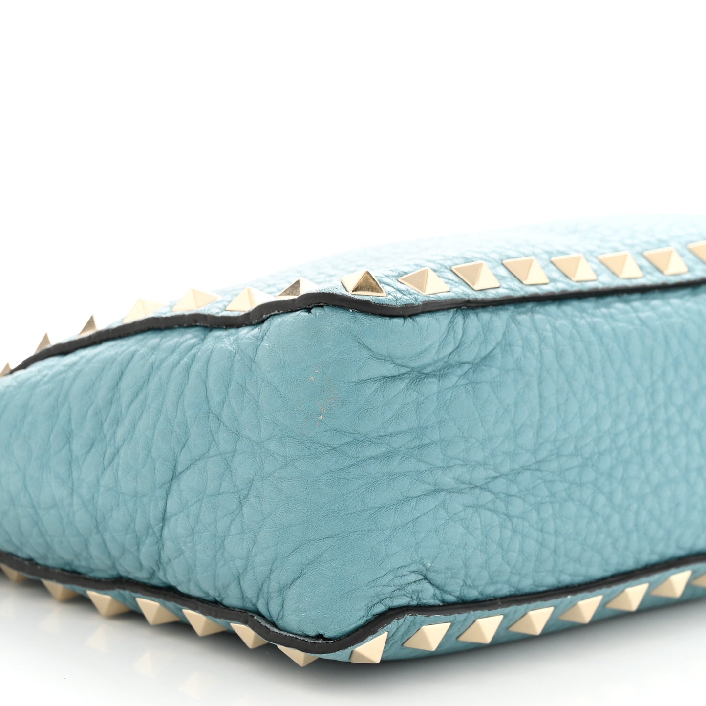 Pebbled Calfskin Mini Rockstud Flip-Lock Messenger Bag Atlantique