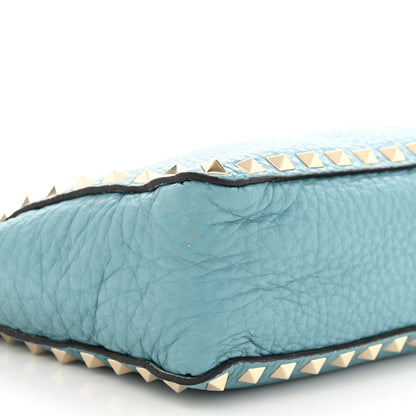 Valentino Garavani Pebbled Calfskin Mini Rockstud Flip-Lock Messenger Bag Atlantique 8 of 9