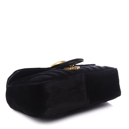 Gucci Velvet Matelasse Mini GG Marmont Shoulder Bag Black 3 of 8