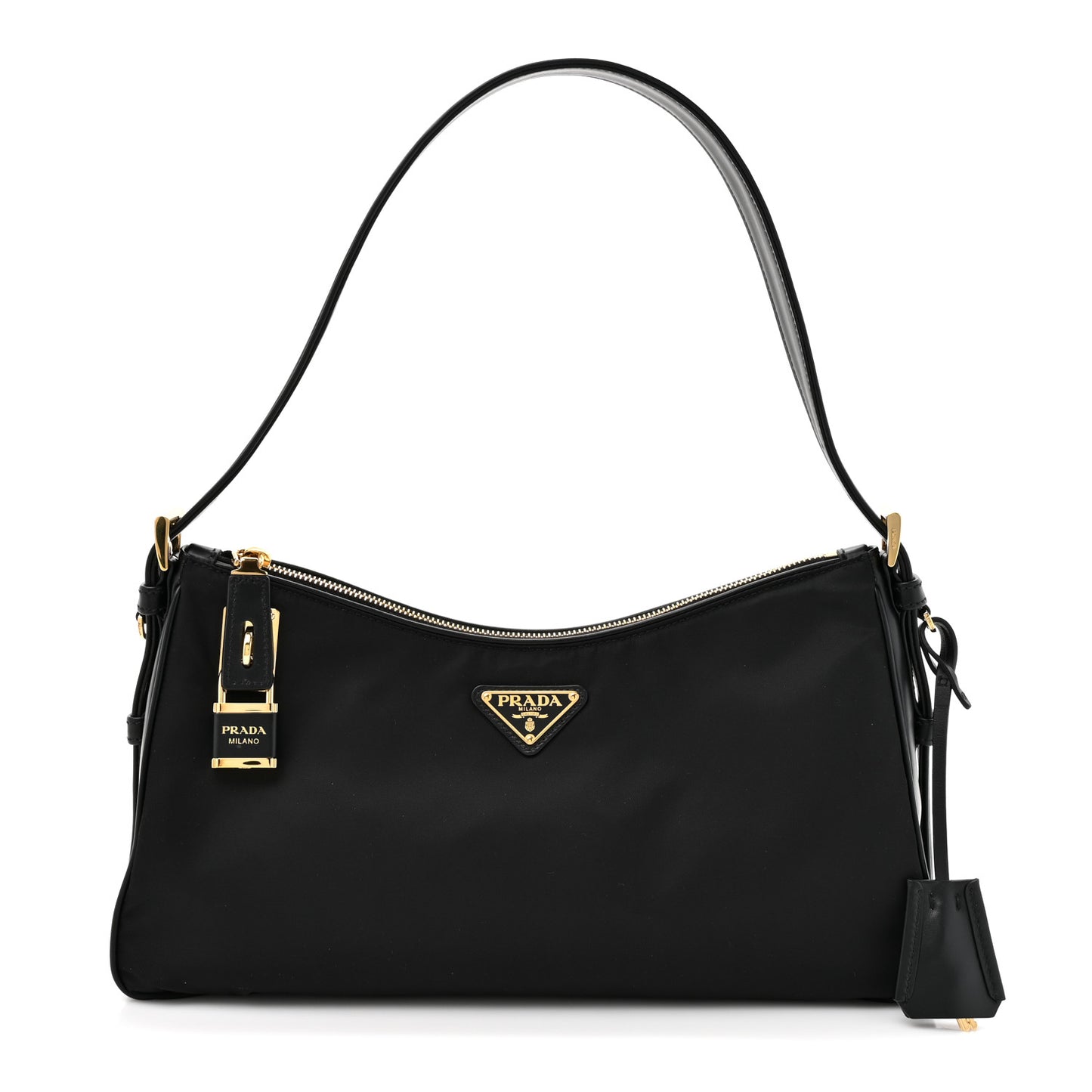Re-Nylon Vitello Large Aimee Shoulder Bag Black