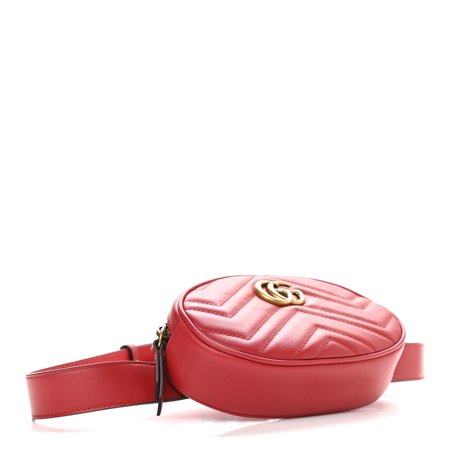 Gucci Calfskin Matelasse GG Marmont Belt Bag 85 34 Hibiscus Red 4 of 9