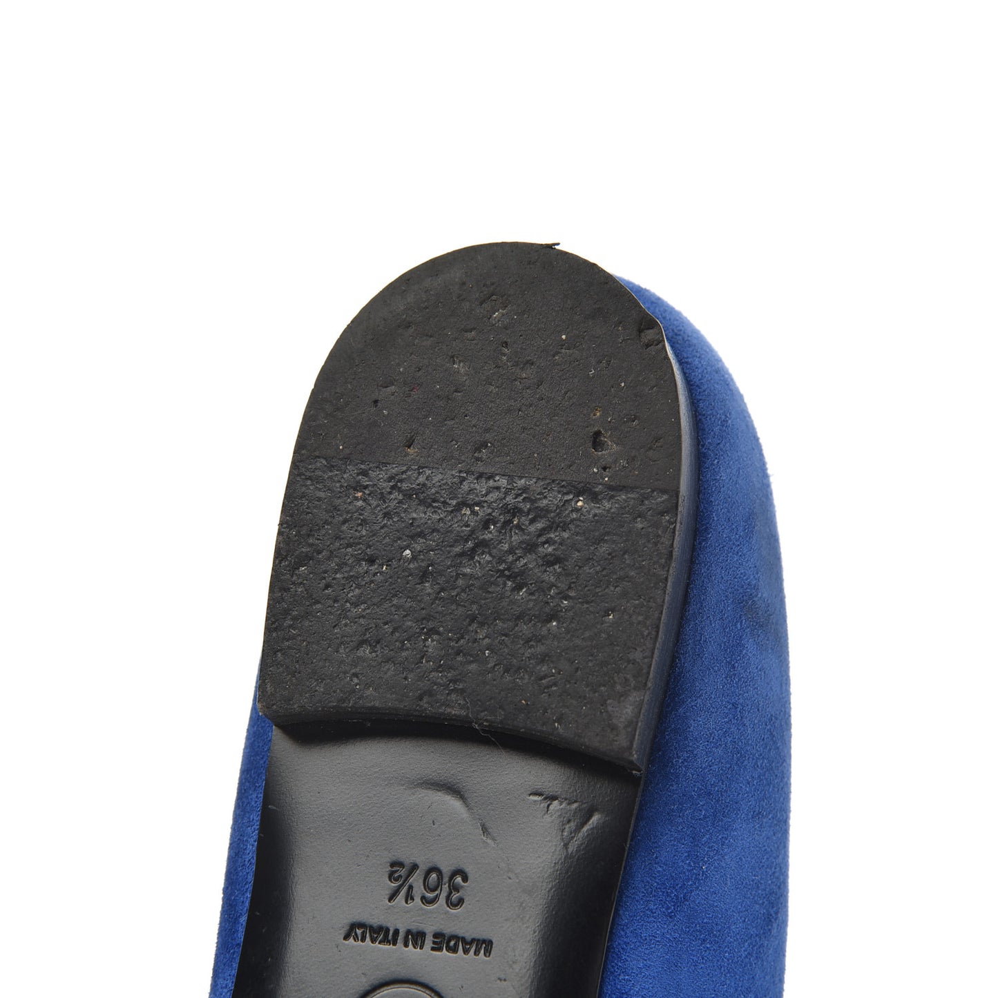 Suede Satin Cap Toe Gabrielle Ballerina Flats 36.5 Royal Blue Black