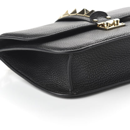 Valentino Garavani Pebbled Calfskin Medium Glam Lock Rockstud Flap Black 6 of 9