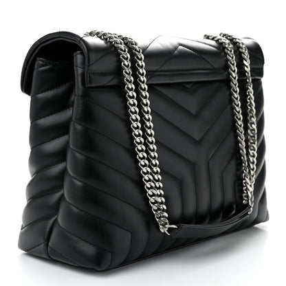 Saint Laurent Calfskin Y Quilted Monogram Medium Loulou Chain Satchel Black 3 of 11