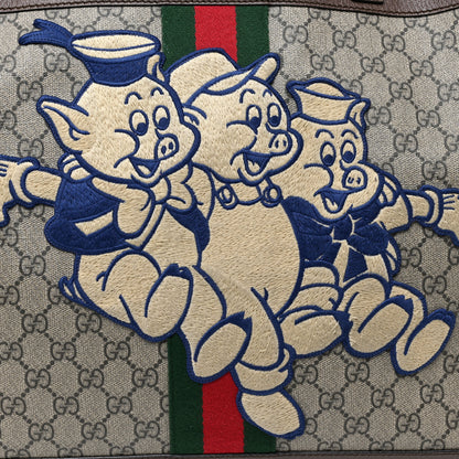 Gucci X DISNEY GG Supreme Monogram Web Three Little Pigs Large Ophidia Tote Beige New Acero 12 of 13