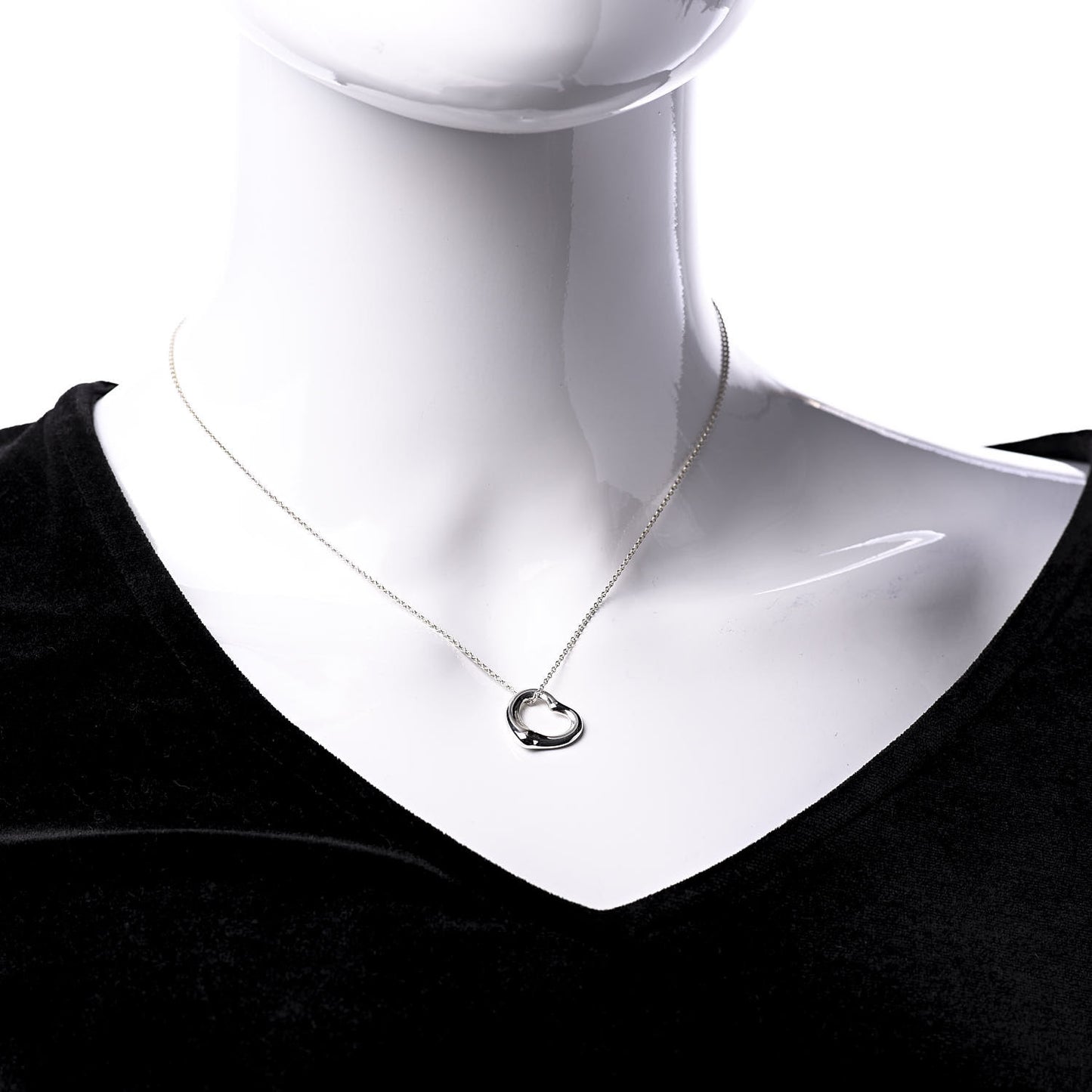 Sterling Silver 16mm Elsa Peretti Open Heart Pendant Necklace