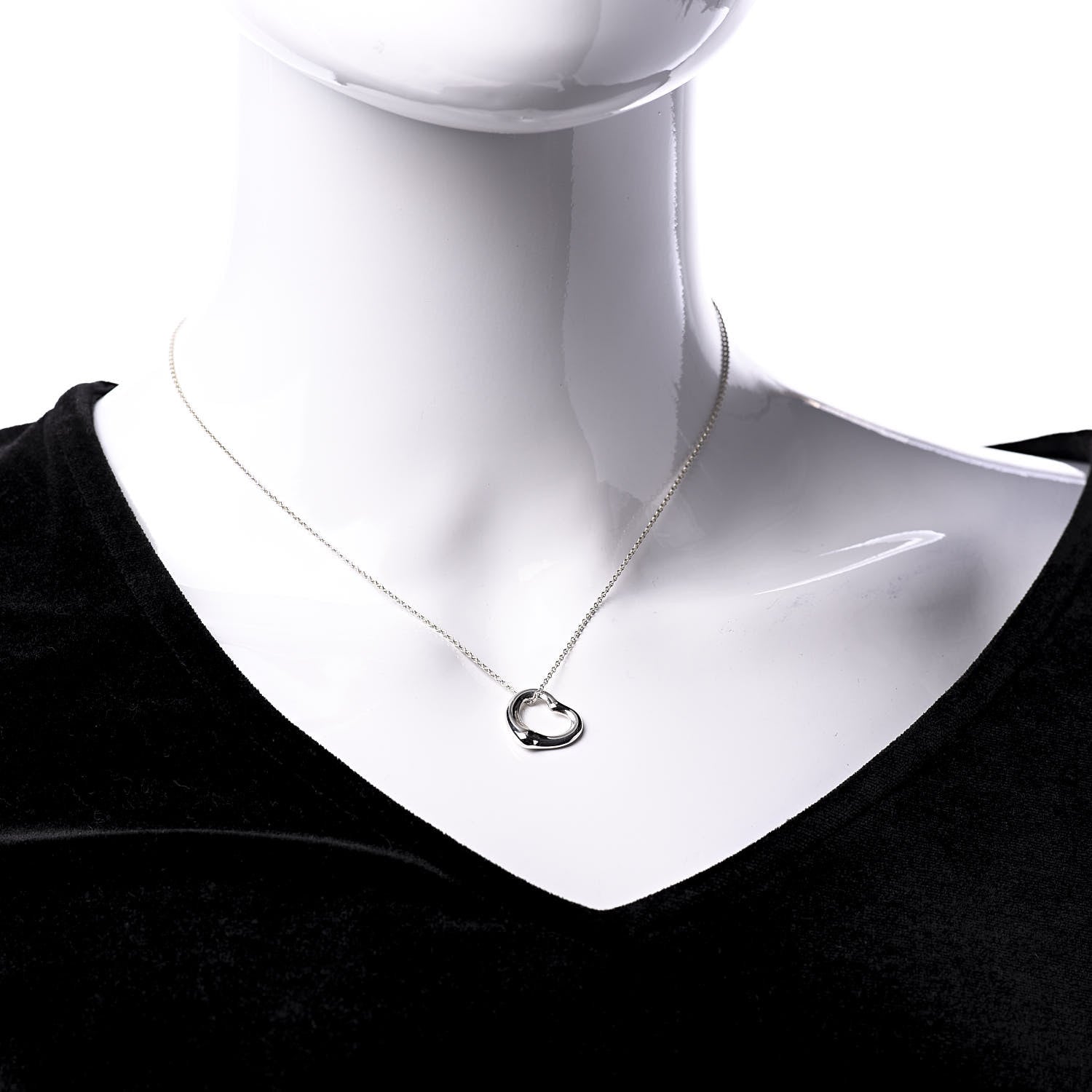 Tiffany Sterling Silver 16mm Elsa Peretti Open Heart Pendant Necklace 2 of 9