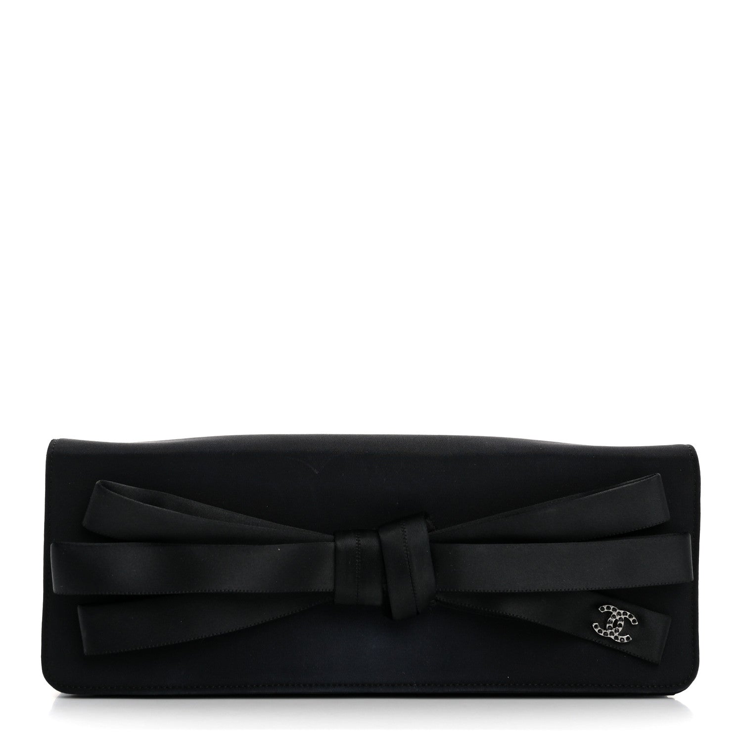 Chanel Satin Ribbon Bow Clutch Black 1 of 20