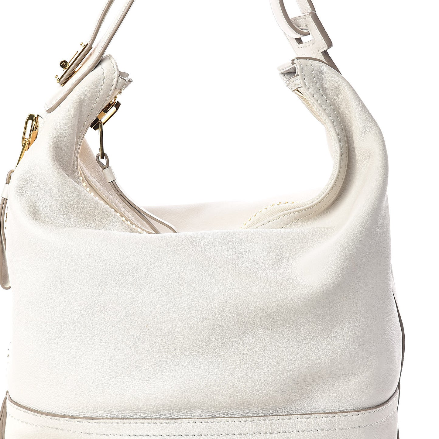 Calfskin Zip Hobo White