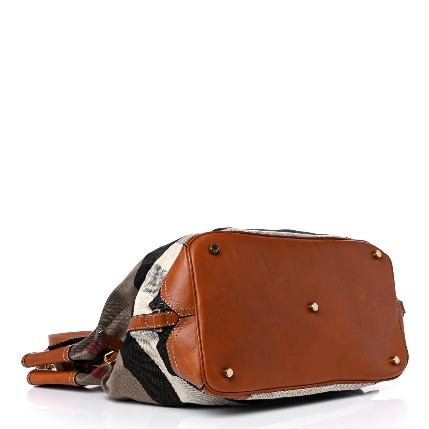 Canvas Mega Check Traveler Tote Dark Tan