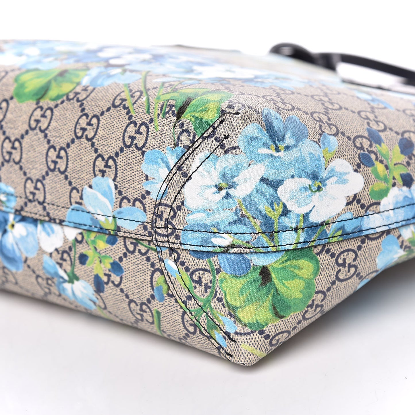 GG Supreme Monogram Blooms Small Reversible Tote Beige Blue Navy