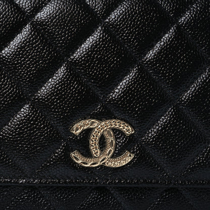 Chanel Caviar Quilted Chain CC Wallet On Chain WOC Black 9 of 11