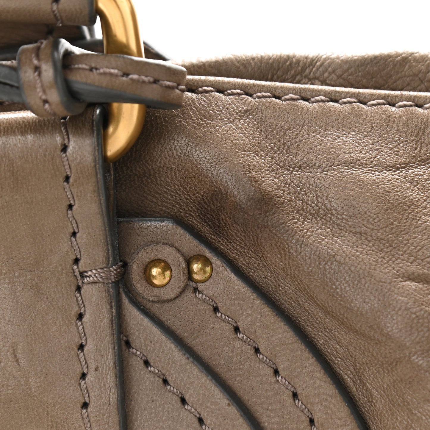 Leather Paddington Tote Gris Vert