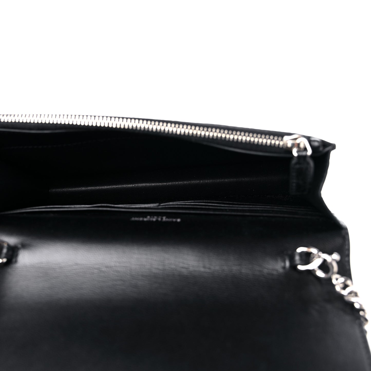Calfskin Crocodile Embossed Kate Monogram Tassel Chain Wallet Black