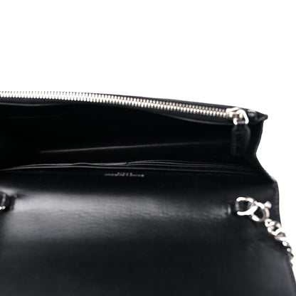Saint Laurent Calfskin Crocodile Embossed Kate Monogram Tassel Chain Wallet Black 5 of 8
