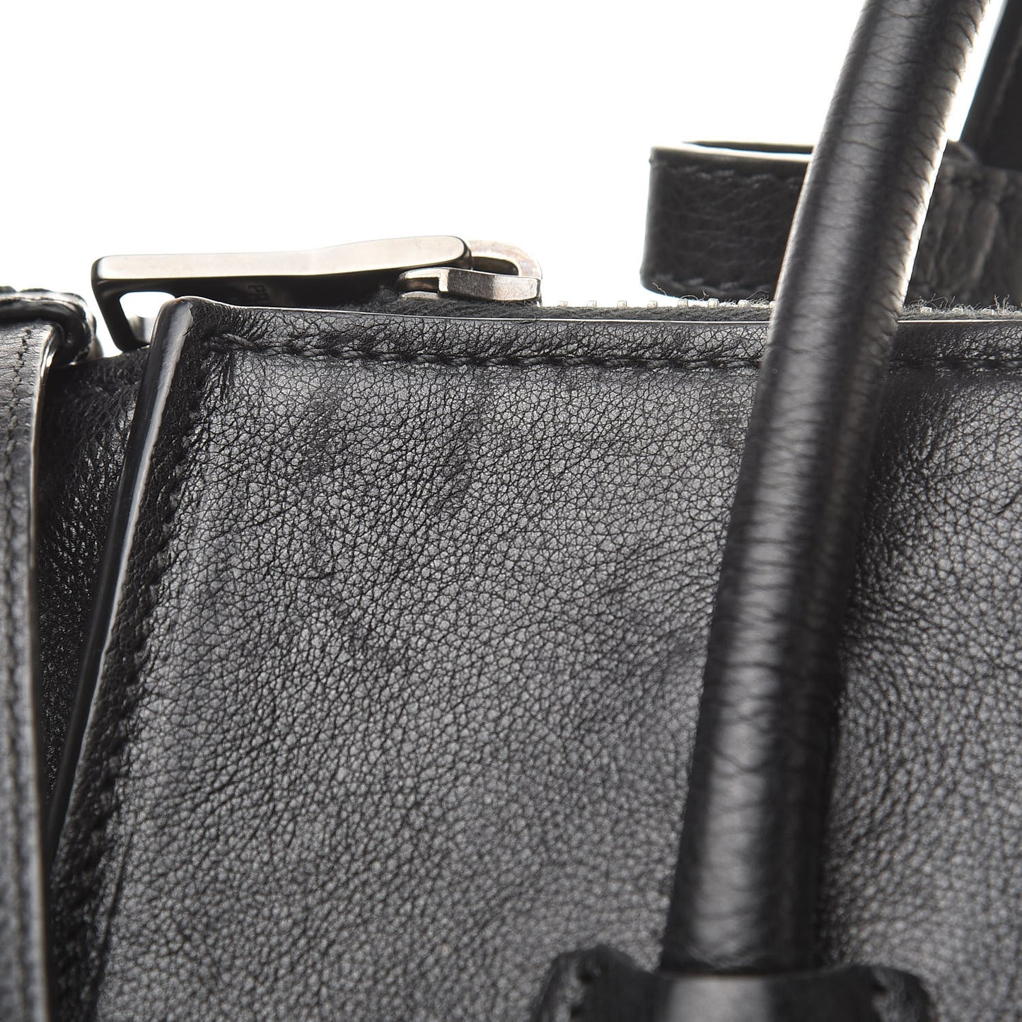 Glace Calf Small Twin Pocket Tote Black