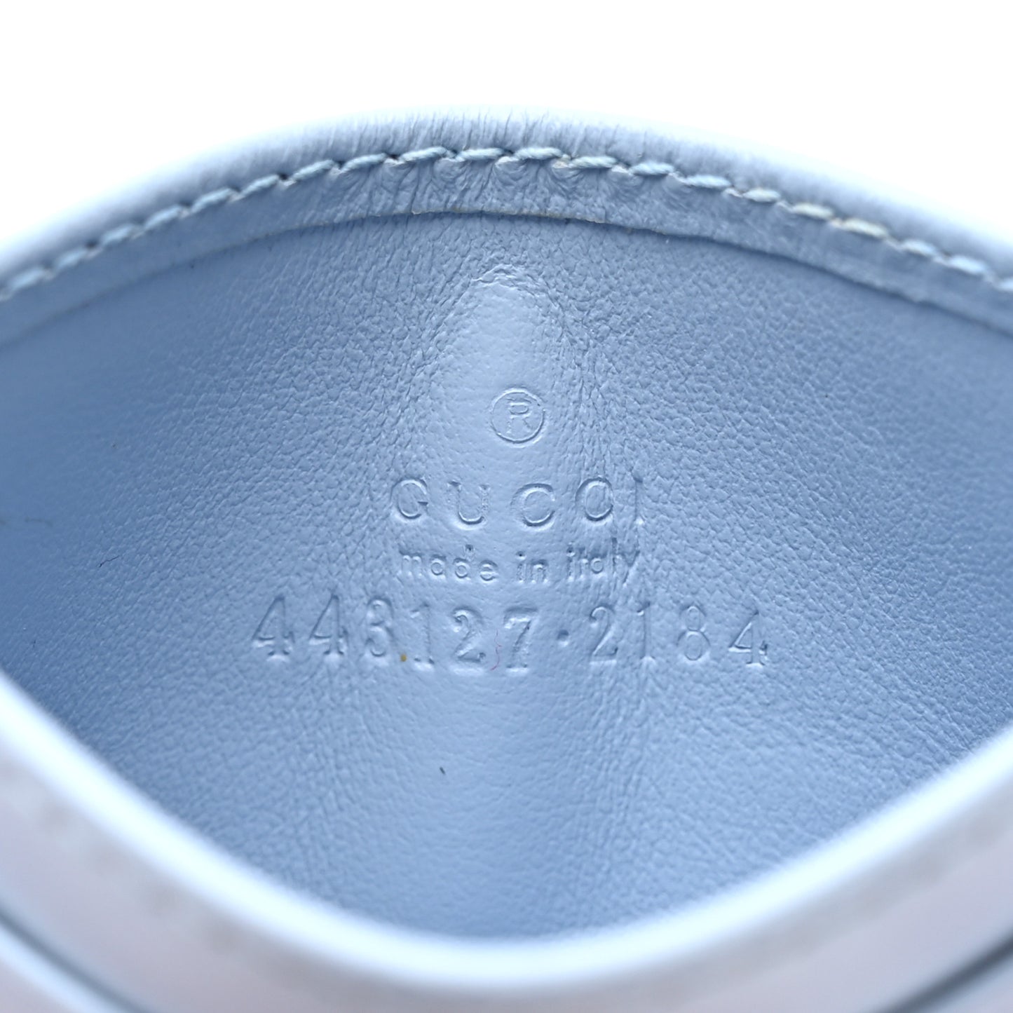 Calfskin Matelasse GG Marmont Card Holder Porcelain Light Blue