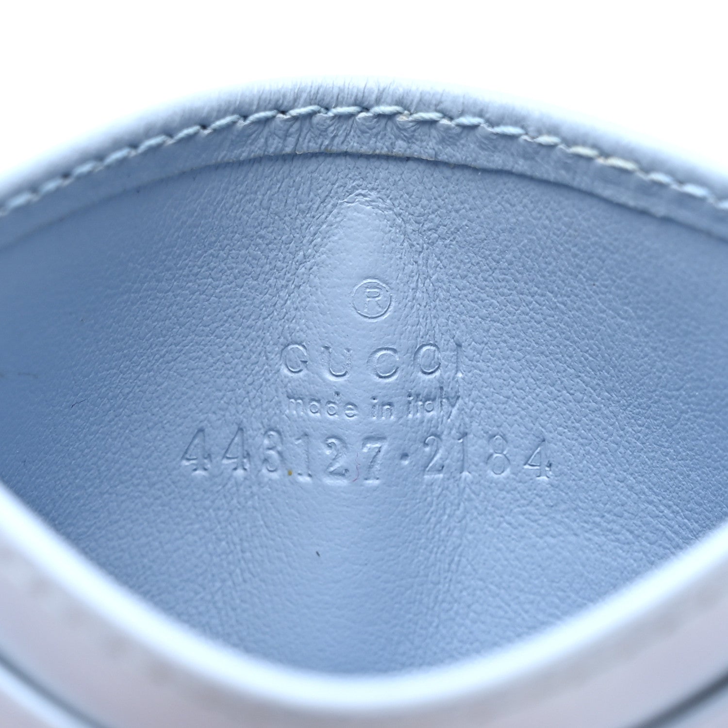 Gucci Calfskin Matelasse GG Marmont Card Holder Porcelain Light Blue 6 of 7