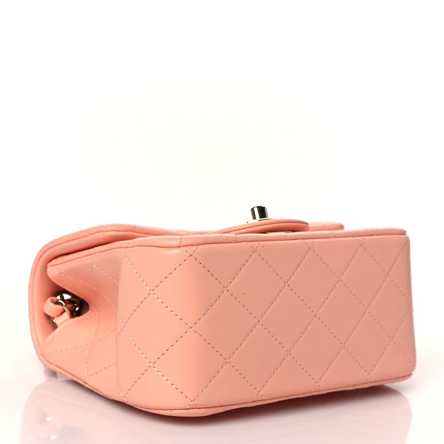 Lambskin Quilted Mini Square Flap Light Pink