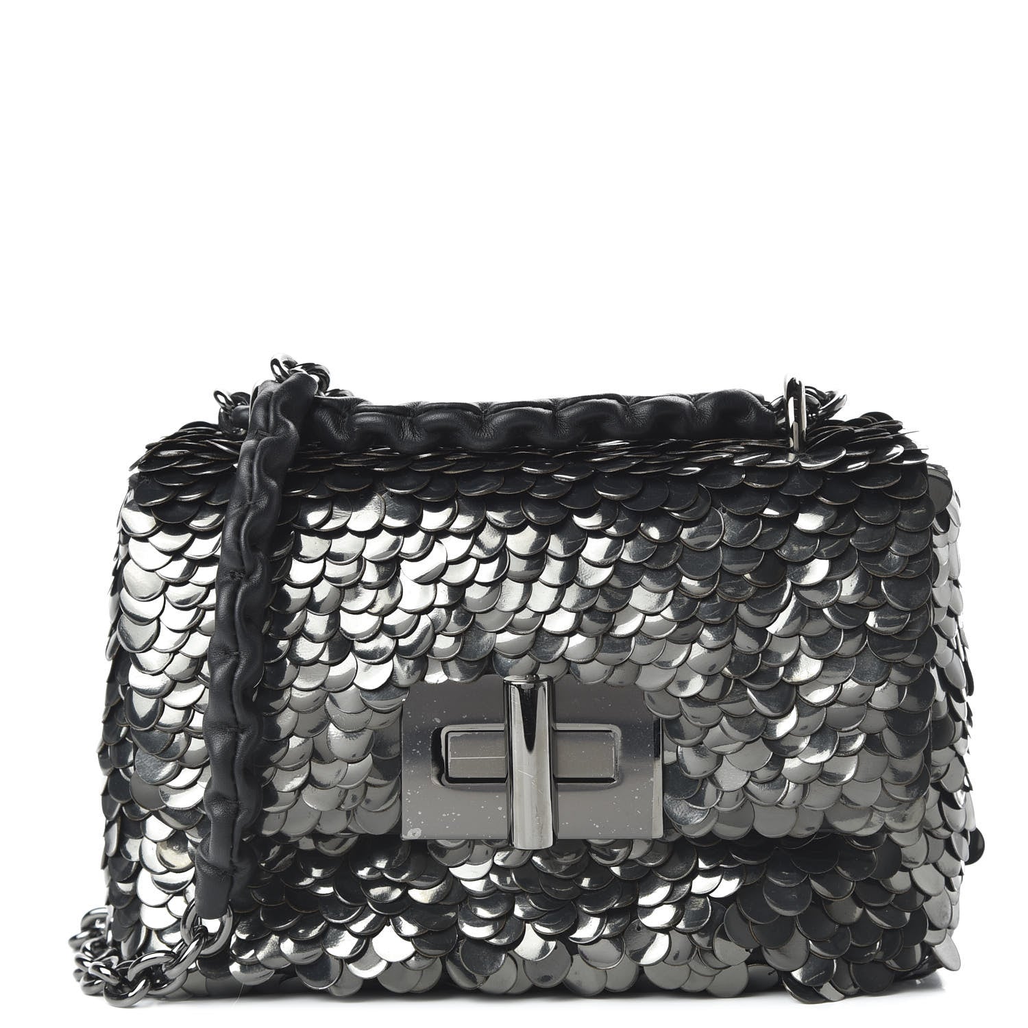 Tom Ford Paillette Embellished Large Natalia Chain Bag Dark Silver Black 1 of 9