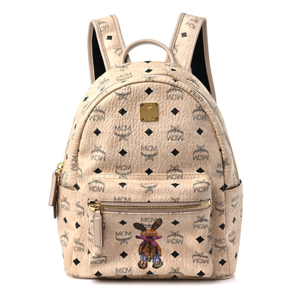 MCM Visetos Small Stark Rabbit Backpack Beige 1 of 11
