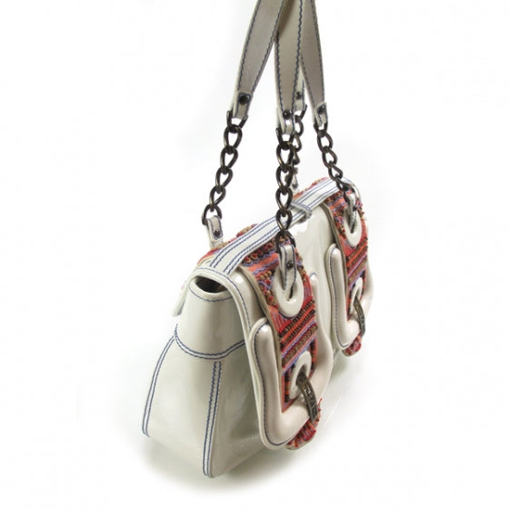 Fendi Patent Beaded B Bag White 3 of 11