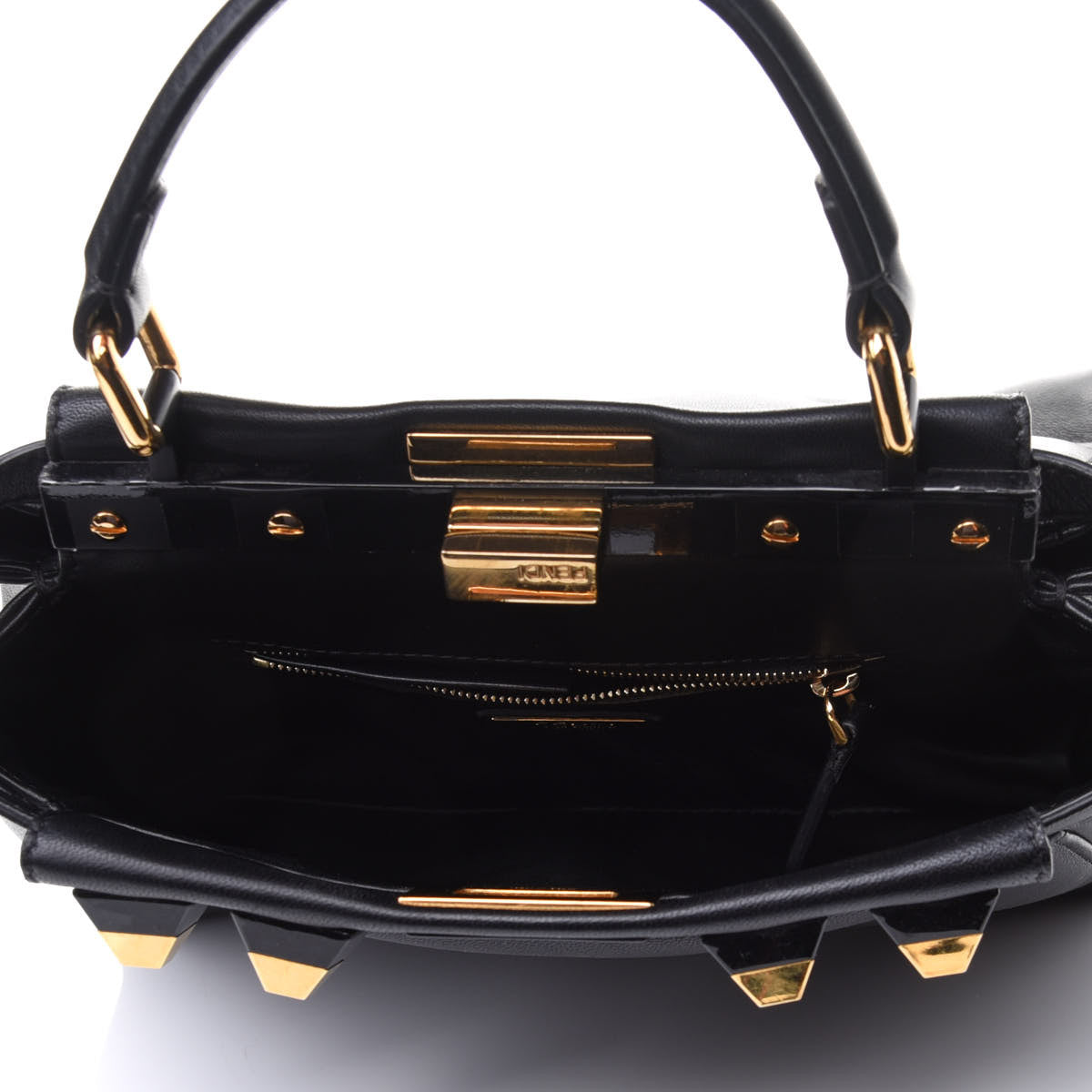 Nappa Studded Mini Peekaboo Iconic Satchel Black