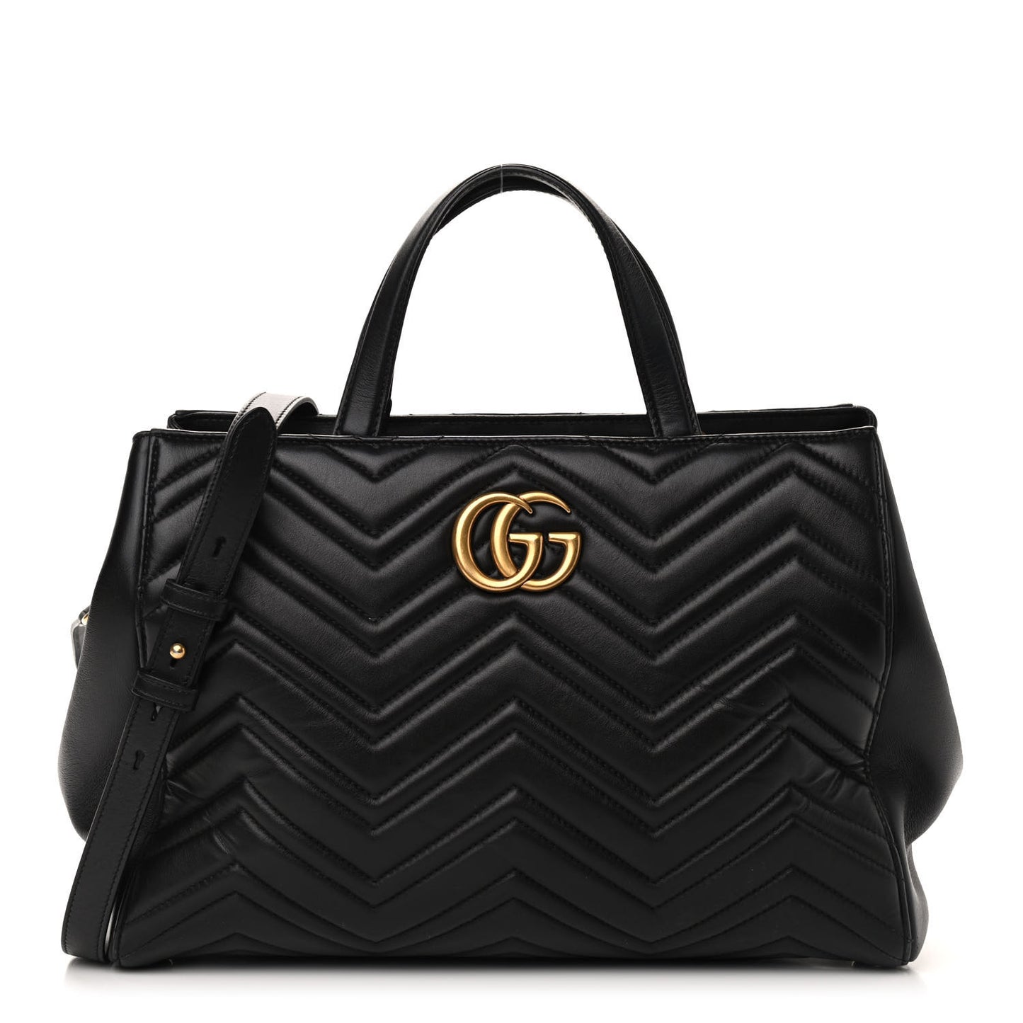 Calfskin Matelasse Medium GG Marmont Tote Black