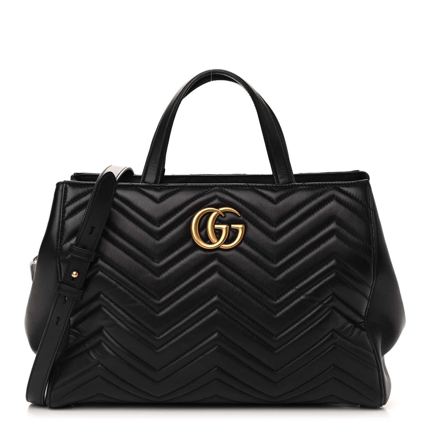 Gucci Calfskin Matelasse Medium GG Marmont Tote Black 1 of 12