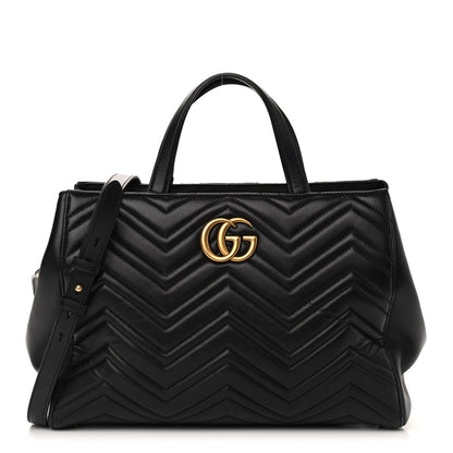 Gucci Calfskin Matelasse Medium GG Marmont Tote Black 1 of 12