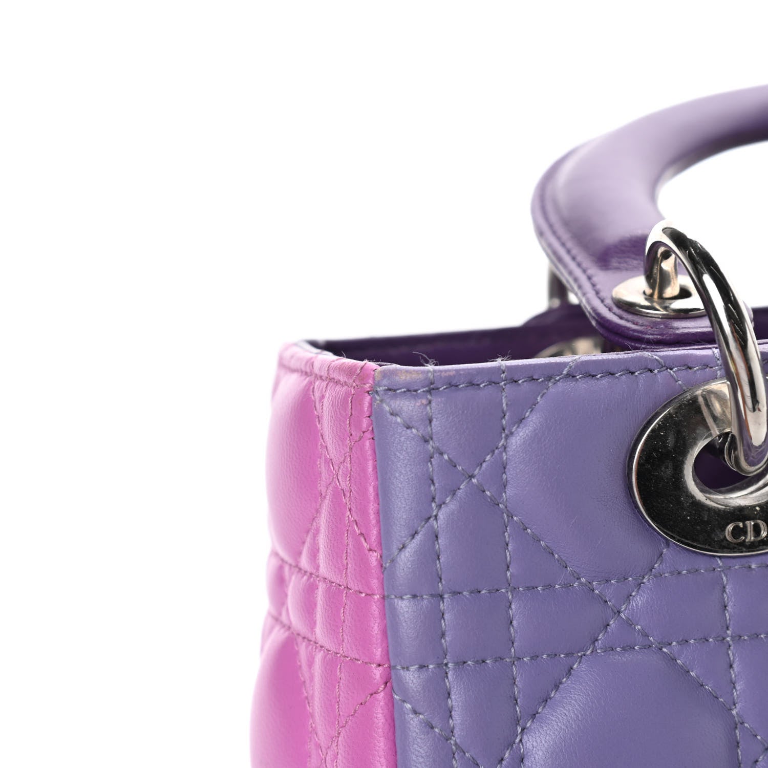 Christian Dior Lambskin Cannage Medium Bi-Color Lady Dior Pink Purple 12 of 14
