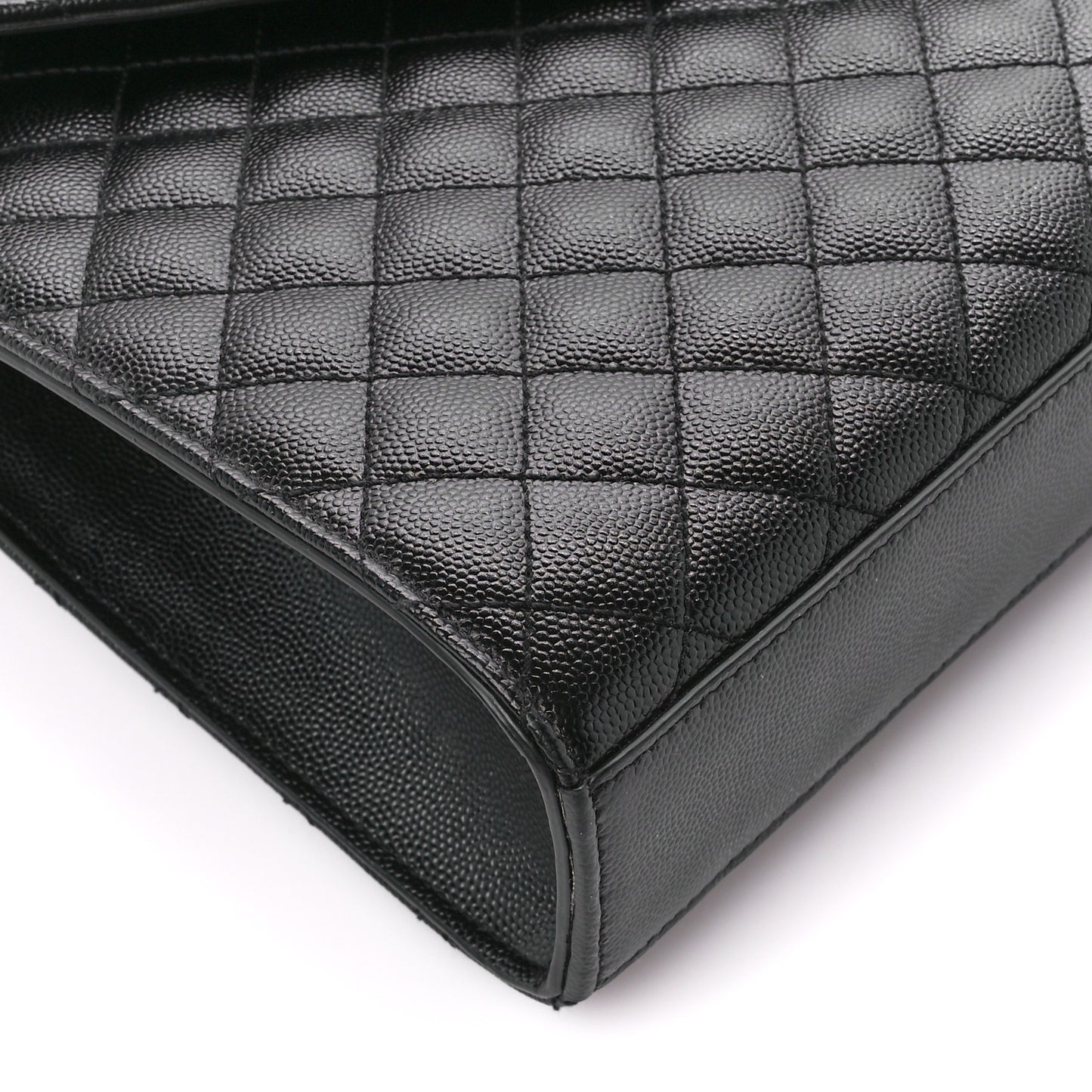 Grain De Poudre Textured Mixed Matelasse Large Triquilt Monogram Satchel Black