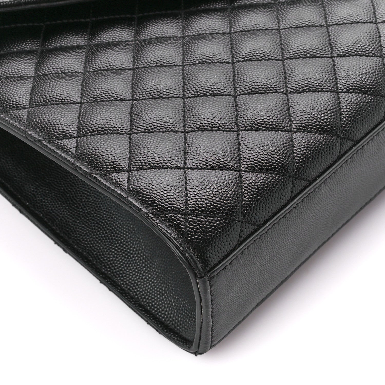 Saint Laurent Grain De Poudre Textured Mixed Matelasse Large Triquilt Monogram Satchel Black 10 of 11