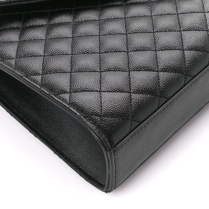 Saint Laurent Grain De Poudre Textured Mixed Matelasse Large Triquilt Monogram Satchel Black 10 of 11