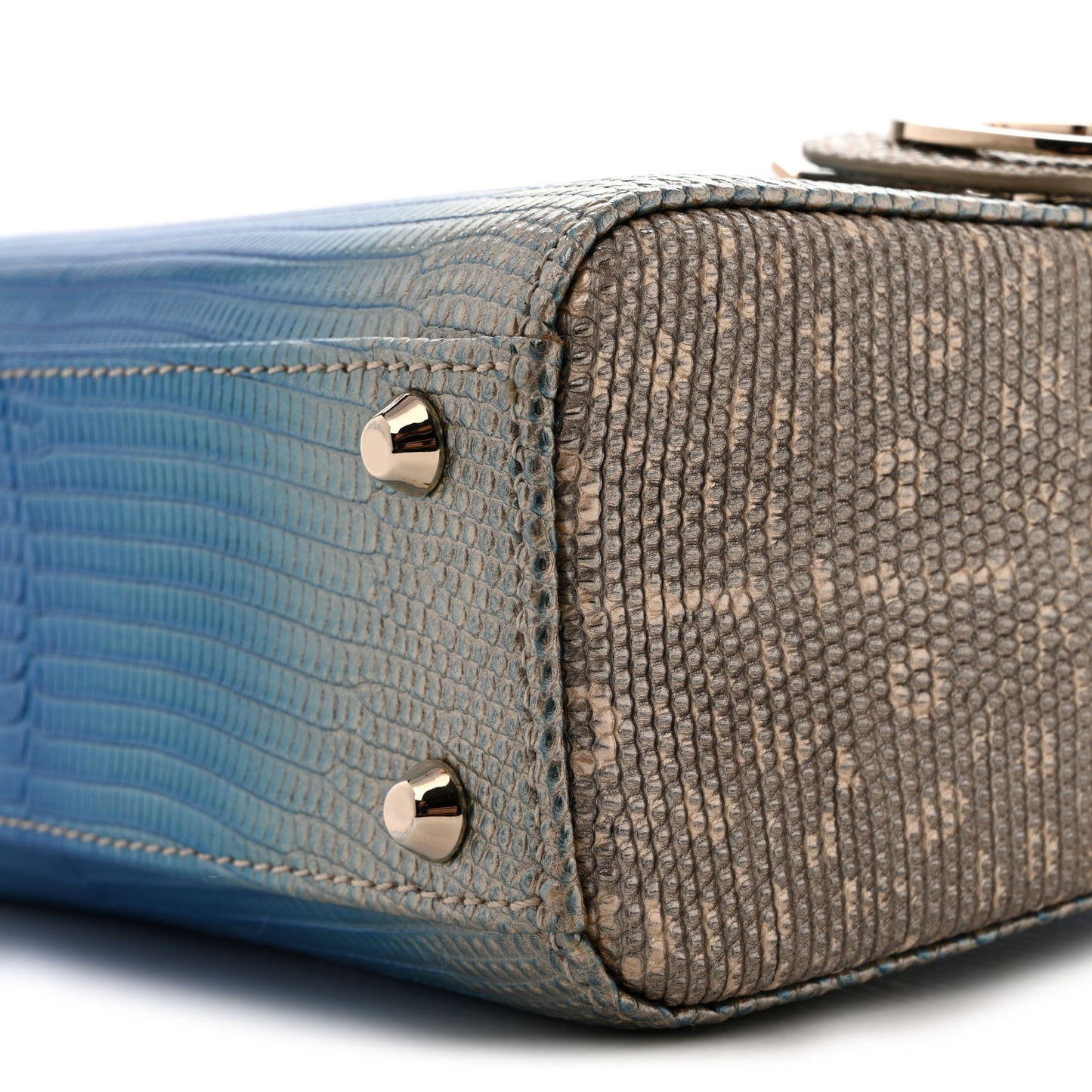 Lizard Gradient Mini Lady Dior Metal Blue