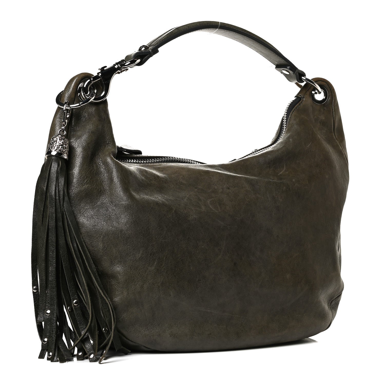 Jimmy Choo Calfskin Studded Sky Hobo Dark Green 3 of 16
